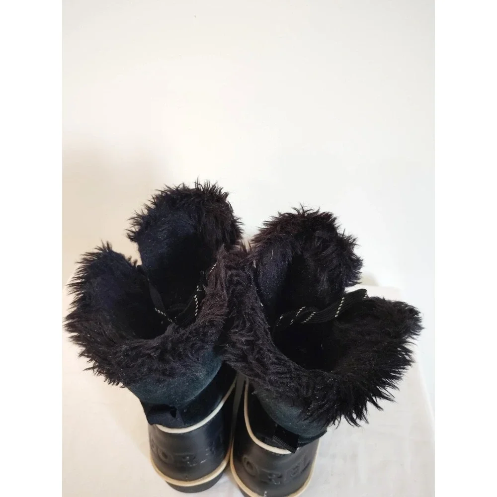 Sorel Women'7.5 Joan of Arctic Black Suede Fur Lined Waterproof Snow Winter Boot